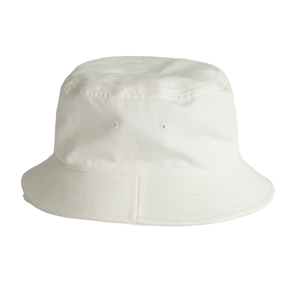 100% cotton white bucket hat with branded logo