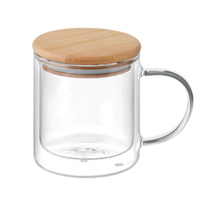 Glass Mug with Bamboo Lid & Coloured Handle | 4 Colours