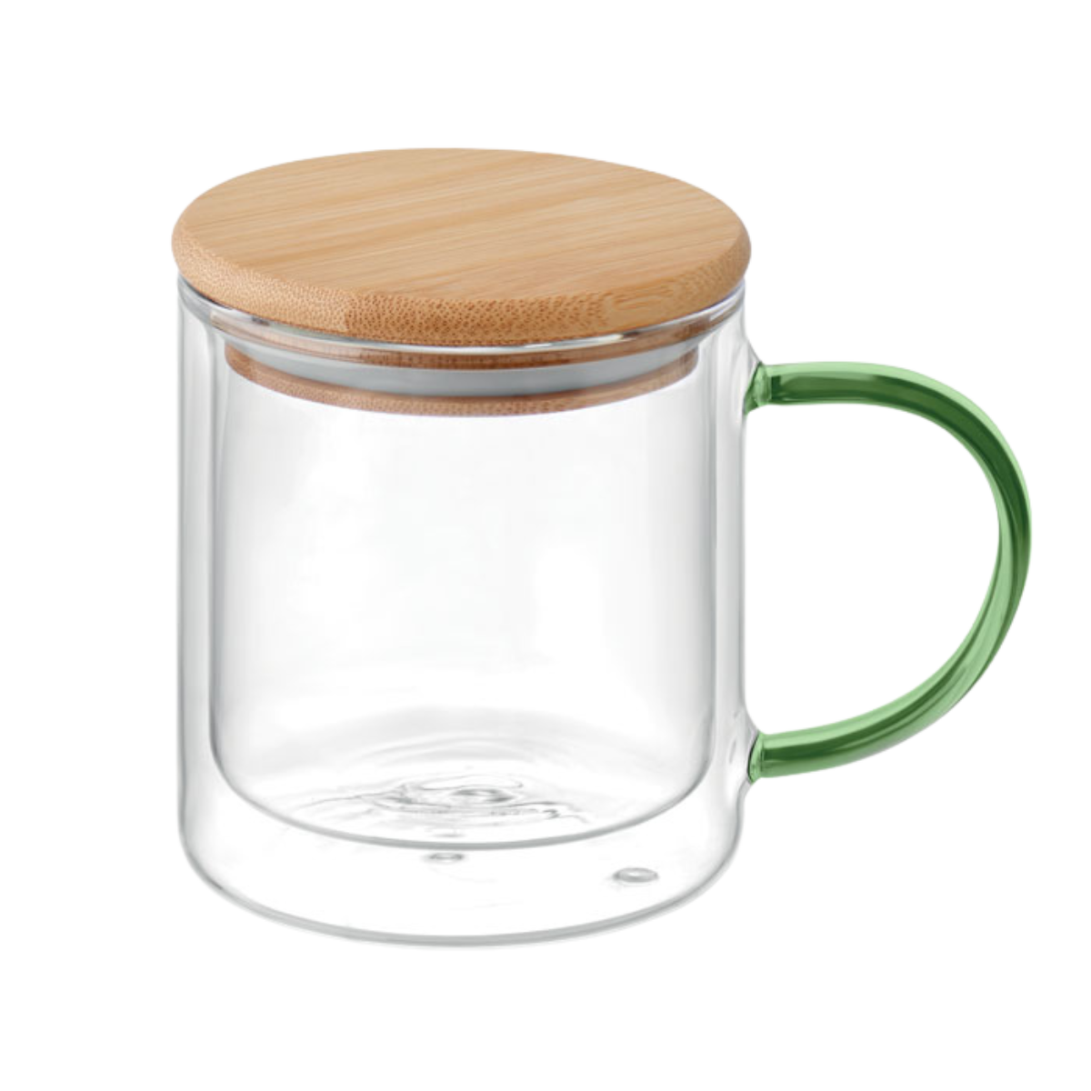 Glass Mug with Bamboo Lid & Coloured Handle | 4 Colours