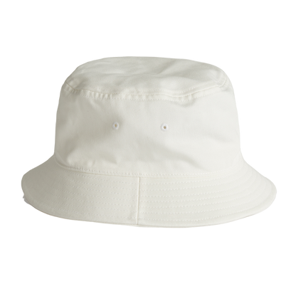 100% cotton white bucket hat with branded logo 