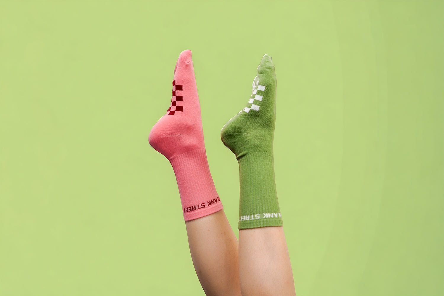 Custom branded socks with woven logo. 
