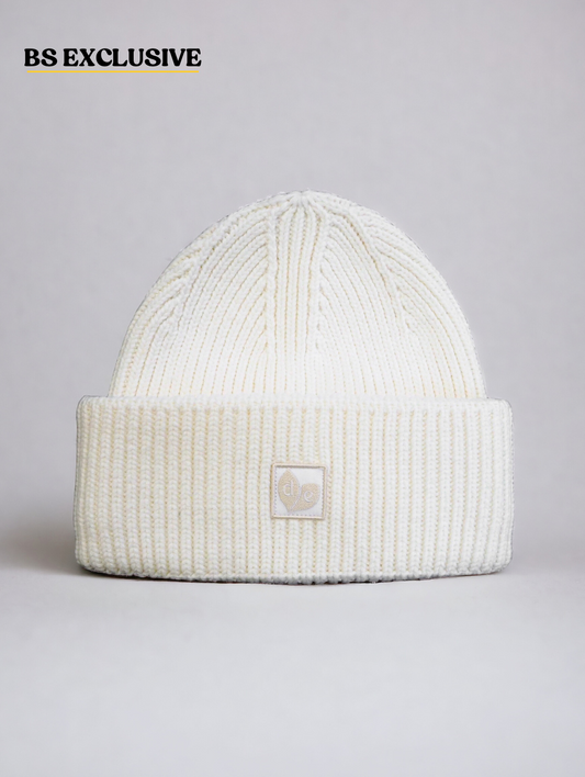 Knitted Beanie with a Woven Patch | 100+ Colours