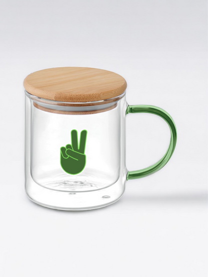 Glass Mug with Bamboo Lid & Coloured Handle | 4 Colours