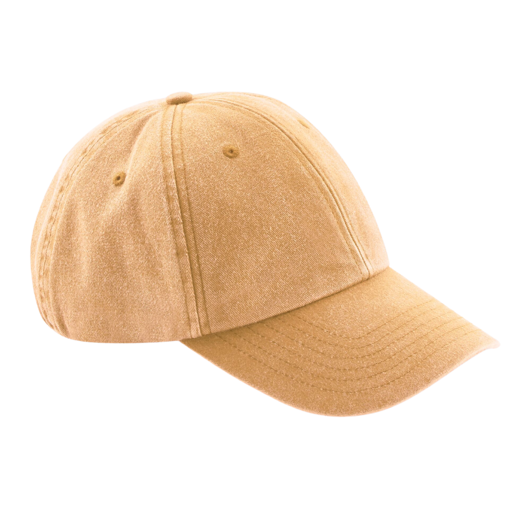 branded mustard vintage cotton cap with embroidered logo on front